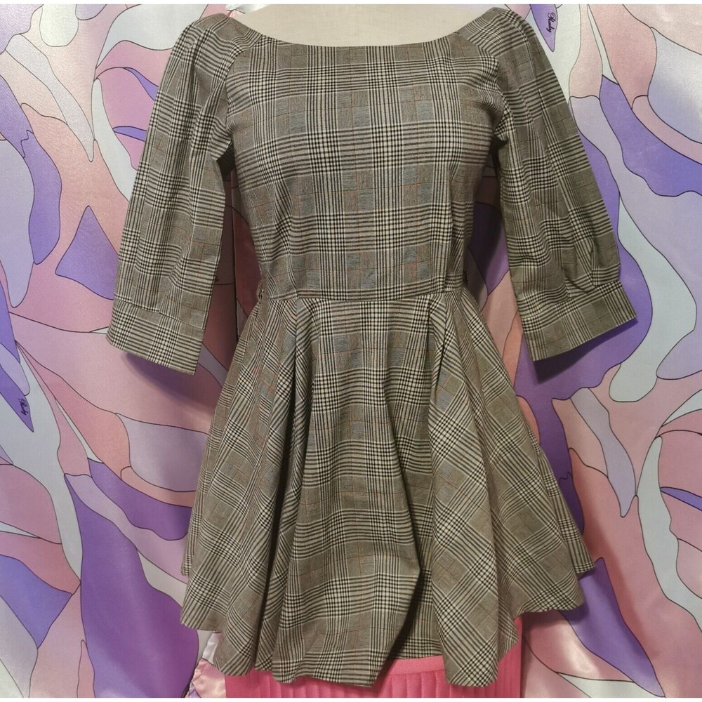 Ank Rouge Mini Dress Size Women's Extra Small Plaid Retro Vintage Casual Party